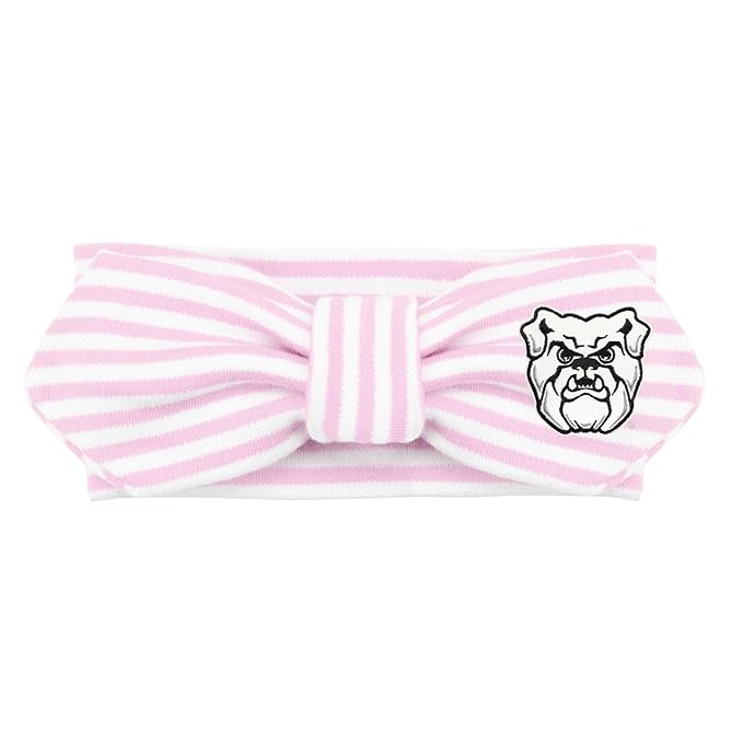 Creative Knitwear Butler Bulldogs Infant Girls Pink/White Striped Hair Knot Headband Embroidered Logo - Size Newborn - 4T