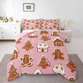 Feelyou Christmas Comforter Set King Size Gingerbread Man Bedding Set for Kids Boys Girls Snowflake Duvet Quilt Xmas Tree Bedroom Decor Microfiber 3 Pcs with 2 Pillow Cases