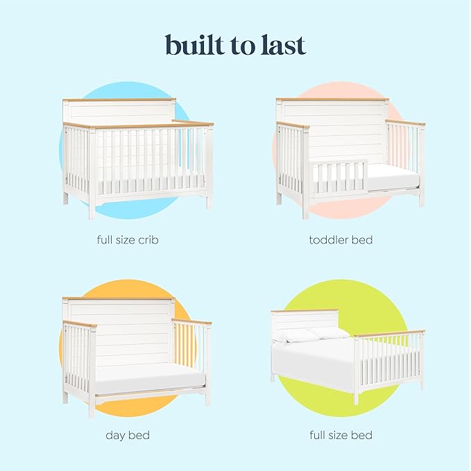 DaVinci Shea 4-in-1 Convertible Crib in Warm White and Honey, GREENGUARD Gold and FSC® Certified