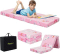 MeMoreCool Foldable Floor Mattress for Kids, Glow Fairy Toddlers Trifold Nap Mat, Kids Folding Mattress Portable Sleeping Futon for Daycare or Floor Bed, 57x22 Inch Pink