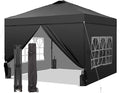 GDY 12x12 Pop Up Canopy Tent with 4 Sidewalls, Easy Set up with One Push Lift Outdoor Silver Coated Beach Gazebos, Carpas for Pool, Events, Parties, and Camping, Black.