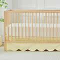 Brandream Scallop Edge Cotton Crib Skirt Toddler Bedskirt Baby Nursery Crib Bed Skirt Boho Bohemian Neutral Solid Color Light Yellow Farmhouse Chic Bedding Skirt