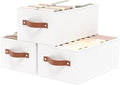 OUTBROS Foldable Wardrobe Organiser, Fabric Storage Bins, Boxes With Handles, For Bedrooms, Living Rooms, Shelves, White, 16.1 x 6.5 x 9.8 inch, 3-Pack