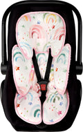 Infant Car Seat Insert, 2-in-1 Baby Car Seat Head Support for Newborn Girls Boys, Soft Baby Neck Support and Body Cushion for Car Seat, Stroller, Bouncer (RainbowStar)