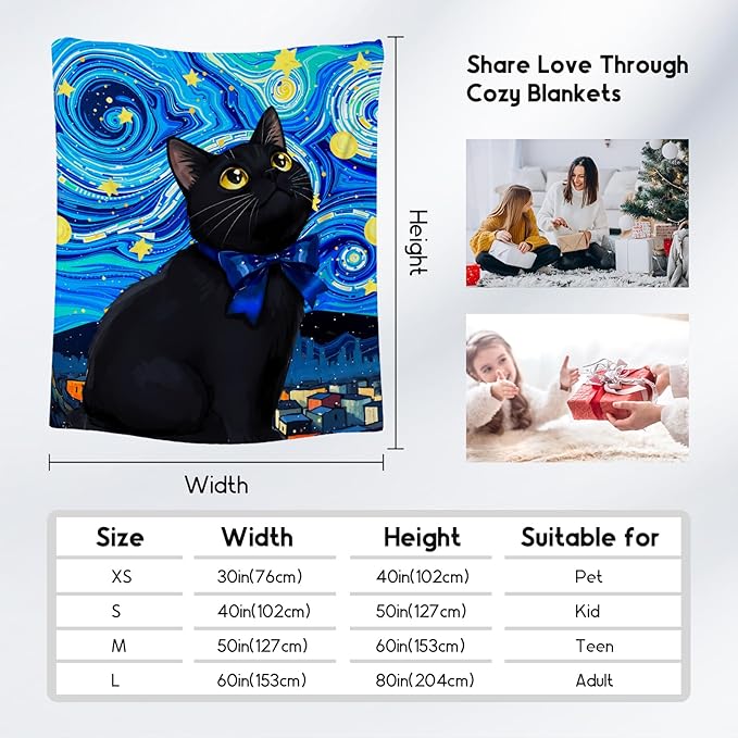 Kids Blanket - Cat Blankets for Cat Lovers - Lightweight Flannel Soft Cute Throws Gifts for Room Decor/Bed/Sofa - 50"x60"