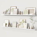 Fun Memories Picture Ledge Shelves Set of 2, 55 Inch Rustic Wall Mounted Floating Shelves with Lip for Home Storage and Décor in Bathroom, Kitchen, Nursery, Bedroom, Living Room, White