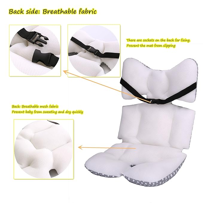 Baby Seat Pad Liner for Stroller–Soft and Breathable，3D Air Mesh Cotton Universal Baby Stroller Cushion (Grey Cross)