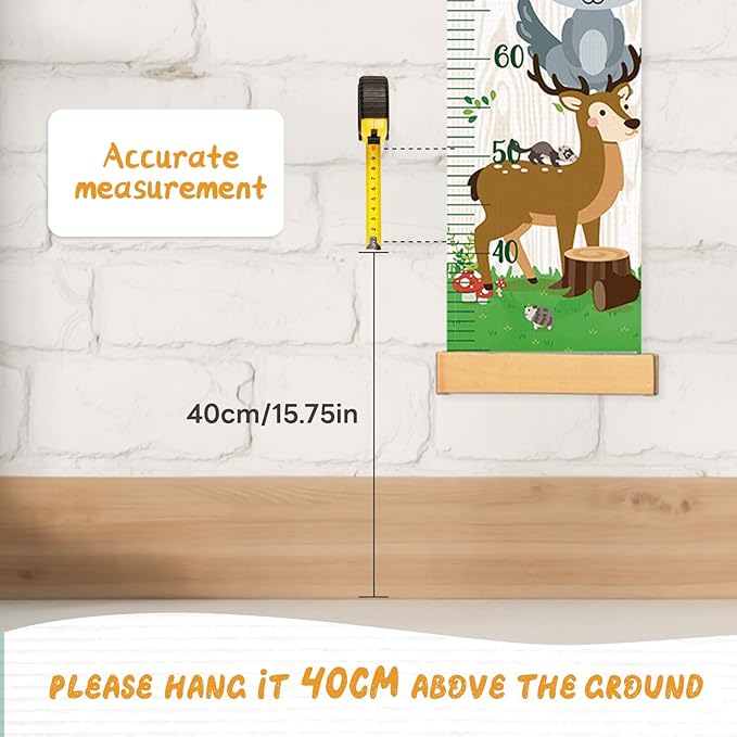 Kids Growth Chart for Wall - Premium Canvas Removable Height Ruler for Wall, Height Chart Measuring for Kids & Baby (Zoo)