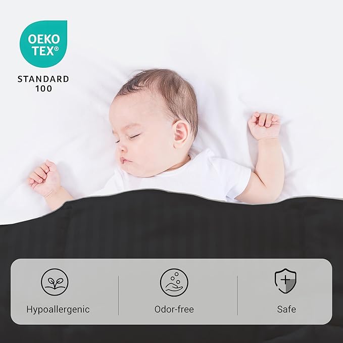 ZPECC Toddler Down Alternative Comforter, 39x47 Hypoallergenic Baby Blanket Quilt, Soft Breathable Lightweight All Season Kids Duvet Insert for Crib Stroller Cot Daycare, Black Stripe