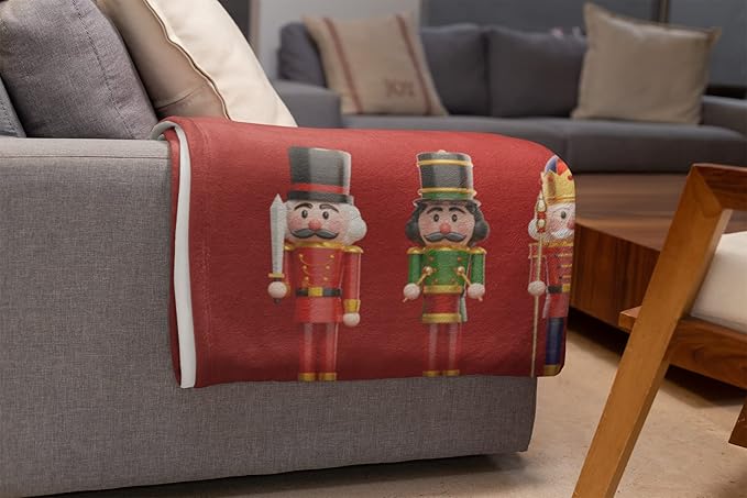 Personalized Nutcracker Christmas Blanket | Warm Holiday Blankets | Fleece Plush Sofa Throw | Christmas Throw | Christmas Home Decor |Nutcracker Figures | Soft Couch Blanket (Fleece 60x80)
