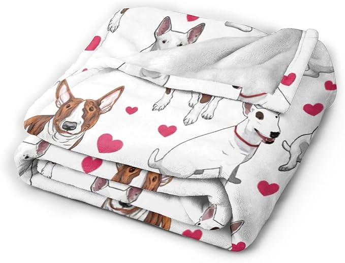 Bull Terrier Gifts and Decor - Cute Dog Throw Blanket, Soft Warm Cozy Fleece Blanket for Couch, Sofa & Bed - 80"x60"
