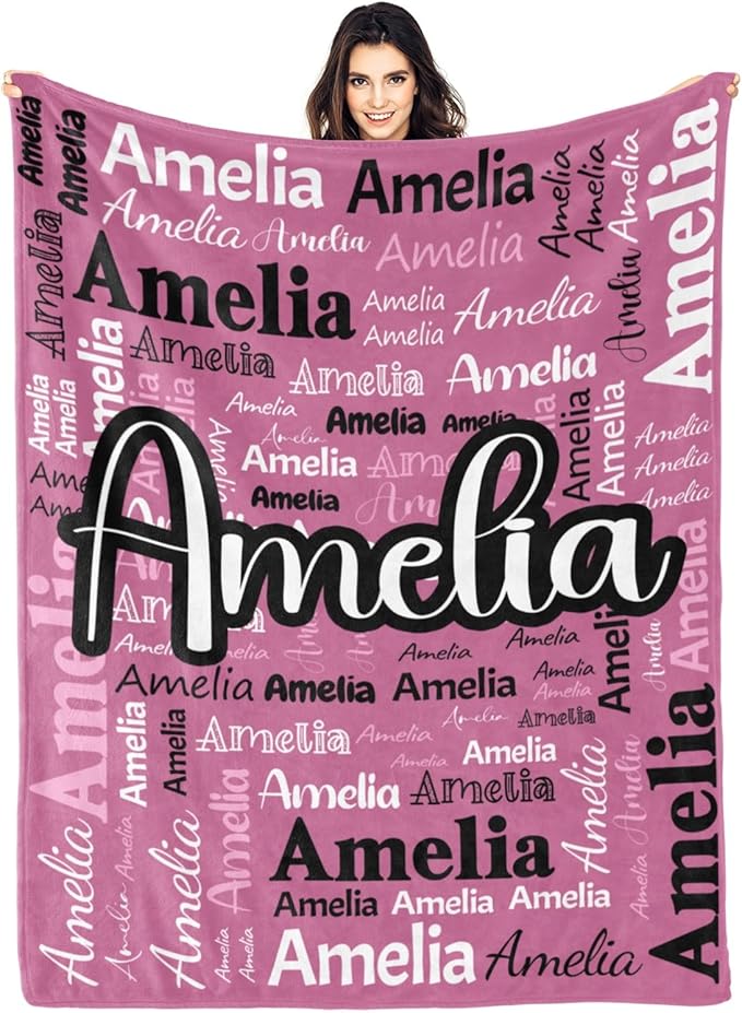 Dr.TOUGH Personalized Blanket for Adult Kids with Name Customized Blankets Personalized Throw Blanket for Christmas Birthday Gifts
