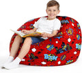 Boao Spider Stuffed Animal Storage Bean Bag Chair Cover (No Filler) Washable Canvas Beanbag Chair Bean Bag Cover with Zipper for Organizing Plush Toys or Textile, Sack Beanbag for Adults
