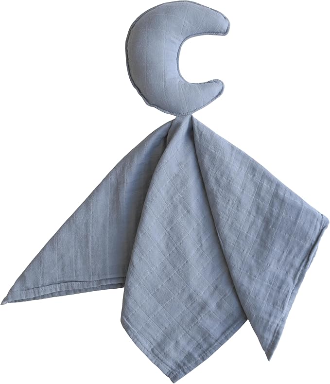 mushie Moon Security Blanket | Baby Lovey | 100% Organic Muslin Cotton (Tradewinds)