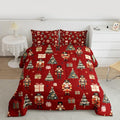 jejeloiu Xmas Nutcracker Comforter Set Full Size Christmas Red Bedding Set for Kids Boys Girls Cute Snowflakes Duvet Quilt Bedroom Decor