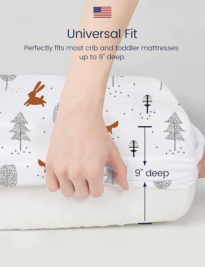 TotAha Premium Stretchy Crib Sheets (2-Pack)-Hypoallergenic, Silky Comfort, Buttery Soft, Calming Effect, All-Season Jersey-Knit Sheets, 9'' Extra Deep Pocket (Pink Buds & Green Leaves)