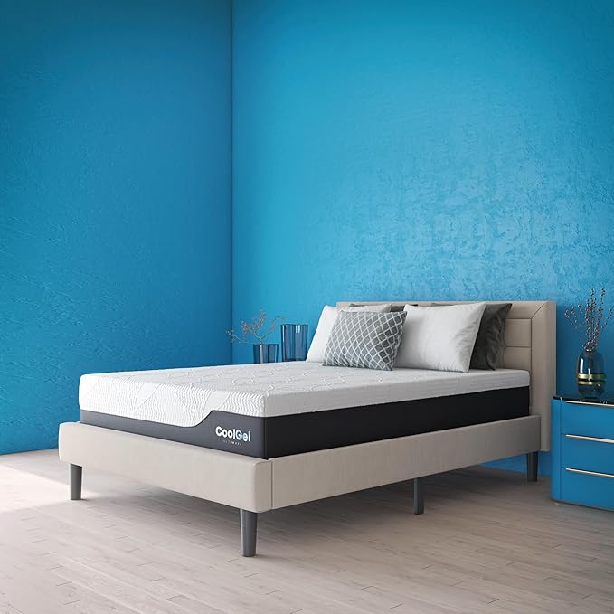 Classic Brands Cool Gel Chill Memory Foam 14-Inch Mattress with 2 BONUS Pillows |CertiPUR-US Certified |Bed-in-a-Box, Queen