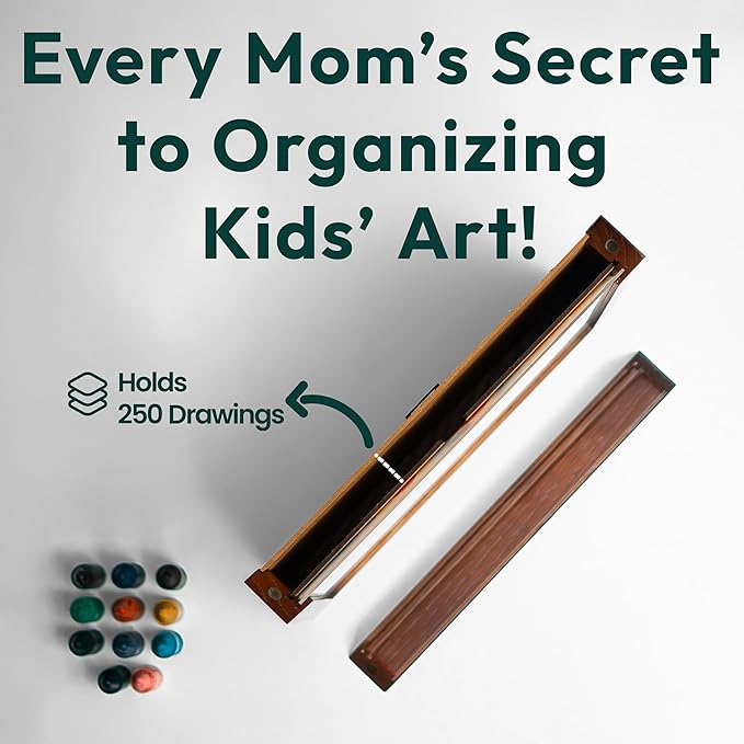 ArtKiddo® Patented Magnetic Kids Artwork Frame with Storage – Changeable Front-Opening Kids Art Frame Holds 250 Drawings – 8.5x11 Children’s Art Display for Wall or Tabletop – Playroom Wall Decor (Brown)