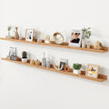 Axeman Oak Picture Ledge Shelf, 72 Inch Floating Shelves Set of 2, Solid Oak Wood Wall Shelves with Lip, Wall Decor Storage for Bedroom Living Room Bathroom Kitchen Nursery Photo Picture, Natural Oak
