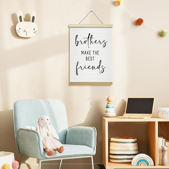 Nopoben Brothers Poster Hanger Frame - Brothers Make the Best Friends, Kids Room Wall Art With Wooden Poster Hanger, Playroom Boys Bedroom Game Room Decor(12x16 Inches)-06