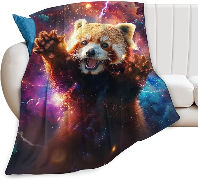 Lesser Panda Blanket Funny Red Panda Gifts for Girls Boys Woman Kids Galaxy Animal Lover Throw Blankets Soft Blanket Warm Fleece Flannel Plush Blankets for Bed Sofa Couch 50"x60"