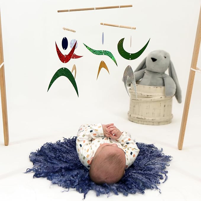 Montessori Baby Mobile – 5-Piece Handmade Set (Munari, Gobbi, Dancer, Octahedron, Rainbow) | Nursery Décor for Newborn Visual Stimulation