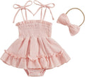 Meihuida Newborn Baby Girl Sleeveless Rompers Summer Clothes Cotton Bodysuit with Headband