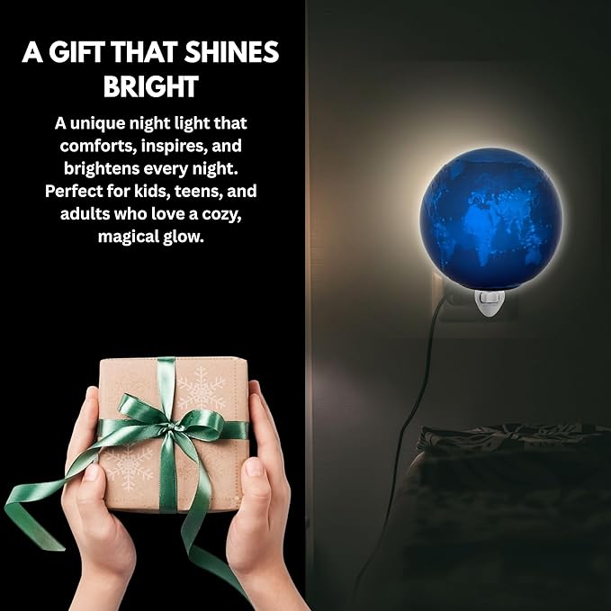 Earth Night Lights | 4" Earth Night Lamp LED Light | 3D Solar System NightLight, Planet Home Décor, Space Nursery, Globe Lamp Kids Room, Space Gift, Birthday Gifts, Bedroom Decorations