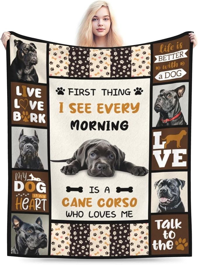 Cane Corso Blanket Cane Corso Decor Throw Blanket Super Soft Flannel Lightweight Fluffy Plush Fuzzy Fleece Stuff Blanket Gifts for Dog Lover Girl Woman Adults Man Boys Kids for Bedding Sofa 40"X50"