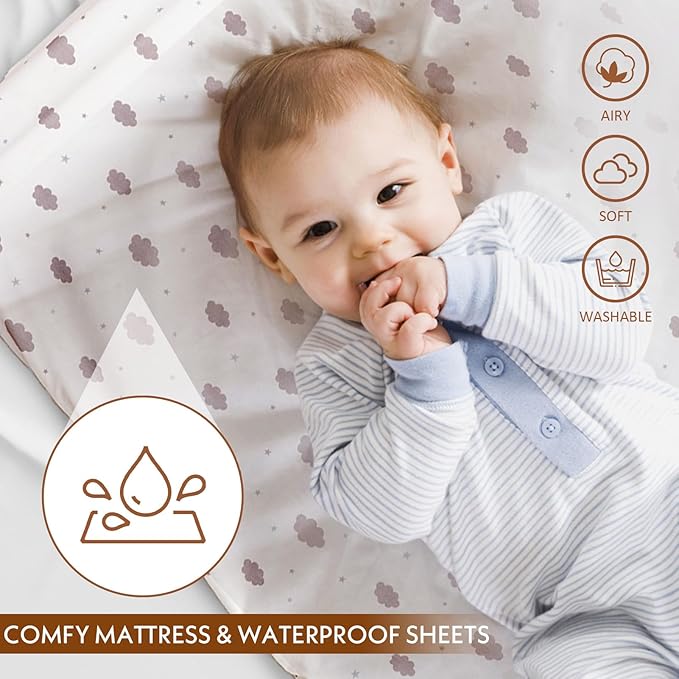 Baby Bassinet,Rocking Bassinet with Waterproof Sheet,3 in 1 Baby Bassinets Bedside Sleeper,6 Height Adjustable Bedside Bassinet for Newborn(Grey)