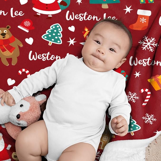 Custom Christmas Blanket | Personalized Blanket for Boys Girls | Plush Cozy Customized Name Blanket | Personalized Gifts Name Blanket for Birthday Christmas | 40"x50"-Kids/Throw Size