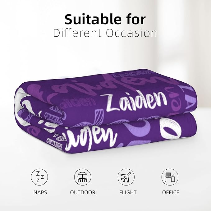 Dr.TOUGH Personalized Blankets with Name Customized Baby Blankets for Girls Boys Adults Monogrammed Blankets and Throws Christmas Birthday Mothers Fathers Valentines Day Gift (Purple,60''×80'')