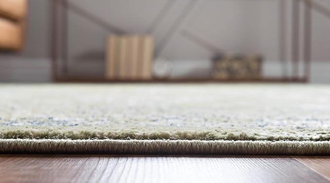Rugs.com Charleston Collection Rug – 9' x 12' Green Low-Pile Rug Perfect for Living Rooms, Large Dining Rooms, Open Floorplans