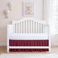 Rajlinen Ruffled Crib Bed Skirt, Microfiber, Dust Ruffle with Split Corners, 14" Drop, Nursery Toddler Bedding for Baby Boys or Girls, Burgundy