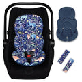 Pea Pod Infant Car Seat Insert with Strap Covers, All in One Reversible Baby Car Seat Head Support for Newborn, 3D Soft Minky Carseat Cushion for Preemie to Infant, Stroller, Swing, Bouncer, Dinosaur