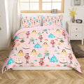 Christmas Nutcracker Decorative Comforter Cover King Size Cartoon Mouse Soldier Royal Guarder Princess Duvet Cover Xmas Pine Tree Snowflake Bedding Set Gifts for Kids Boys Girls 2 Pillow Cases Pink