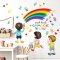 Inspirational Quote Small Hands Change The World Wall Decals Rainbow Handprints Wall Stickers for School Classroom Kids Room Nursery Playroom Library Wall Decor