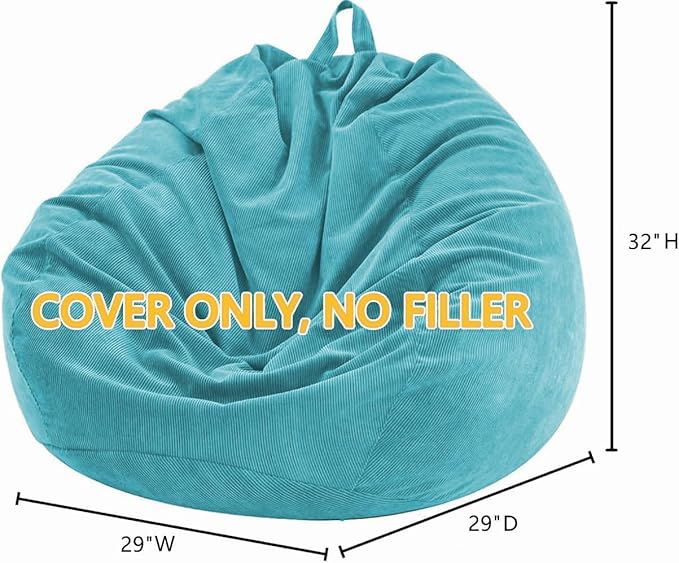 Nobildonna Bean Bag Chair Cover (No Filler) for Kids and Adults,Beanbag Stuffed Animal Storage Without Filling Plush Toys Holder and Organizer Soft Premium Corduroy 200L