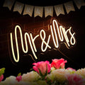 Mr & Mrs Neon Sign for Wall Decor Neon Lights for Teen Bedroom Decor Art Light Up Sign LED Neon Signs for All Party Reunion Decoration USB 21.7x10 Inch (warm white)