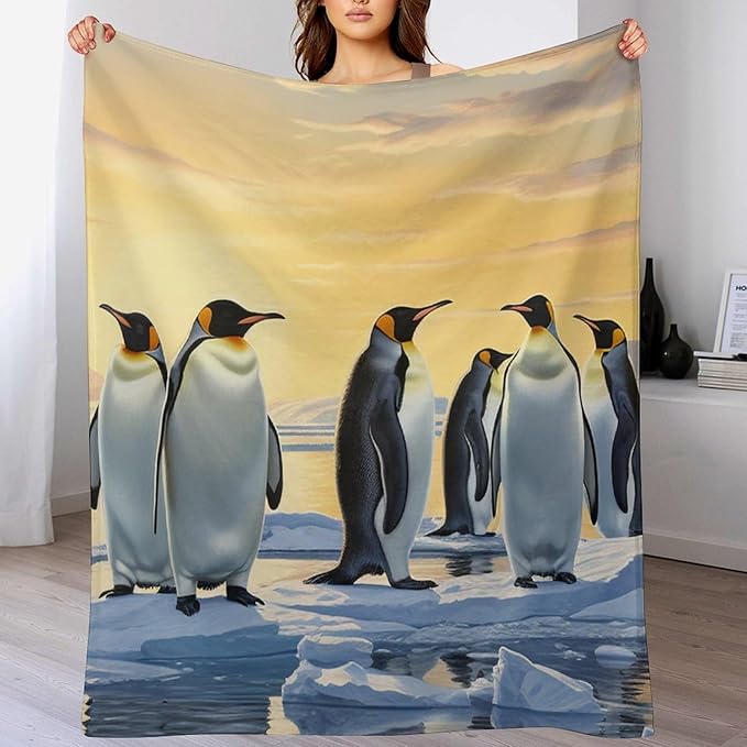 Penguin Blanket Antarctic Penguins Gifts for Girls Boys Woman Kids Penguin Lover Throw Blankets Soft Blanket Warm Fleece Flannel Plush Blankets for Bed Sofa Couch 50"x60"
