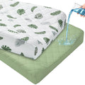 FIOBEE Changing Pad Cover Waterproof 2 Pack Quilted Diaper Change Table Sheets Breathable & Ultra Soft for Newborn Baby Boys Girls Fitted Changer Pads 32"x 16", Green