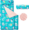 beeweed Toddler Nap Mat, Rollup Design Kid Sleeping Mat with Removable Pillow & Minky Blanket, Toddler Sleeping Bag for Daycare Preschool Travel Camping
