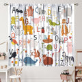 Alphabet Kids Learning Curtains Cartoon Animal Baby Boys Child Educational Curtain with Rod Pocket for Bedroom Nursery Home Decor Drapes Window Treatments 2 Panels Set 55" W X 63" L