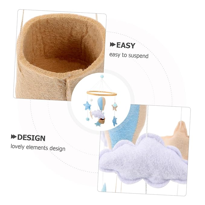 SECFOU Crib Mobile for Nursery Room Adorable Felt Hot Air Balloon Design Wall Hanging Ornament for Girls Engaging Decoration for Boy Girl Bedroom