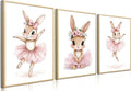 Kusag Baby Girl Nursery Posters Wall Decor, Easter Nursery Canvas Wall Art Paintings Set of 3, Cute Animal Pink Bunny Prints Pictures for Boys and Girls Room, Bedroom, Home Decor 16x24 In Unframed