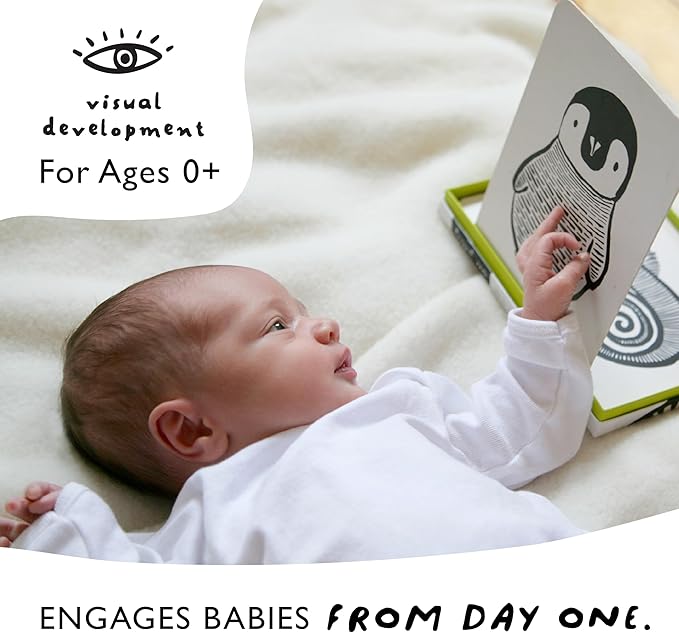 Wee Gallery Art Cards for Baby, Durable High Contrast Black and White Animal Flashcards for Newborns, Brain Development, Sensory Toys, Tummy Time Essentials for Infant and Toddler - Ocean Animals