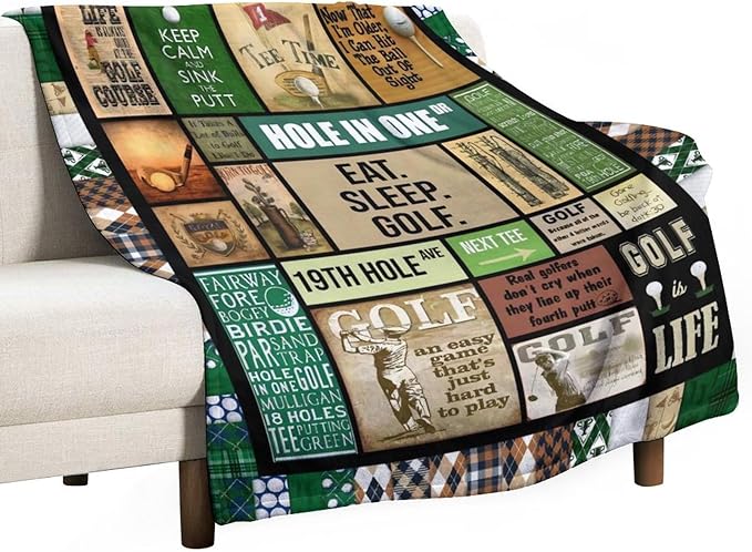 Golf Blanket Gifts for Golf Lovers Golf Throw Blanket for Women Men Adults Soft Warm Cozy Fleece Blanket for Couch Sofa Bed 60"x80"