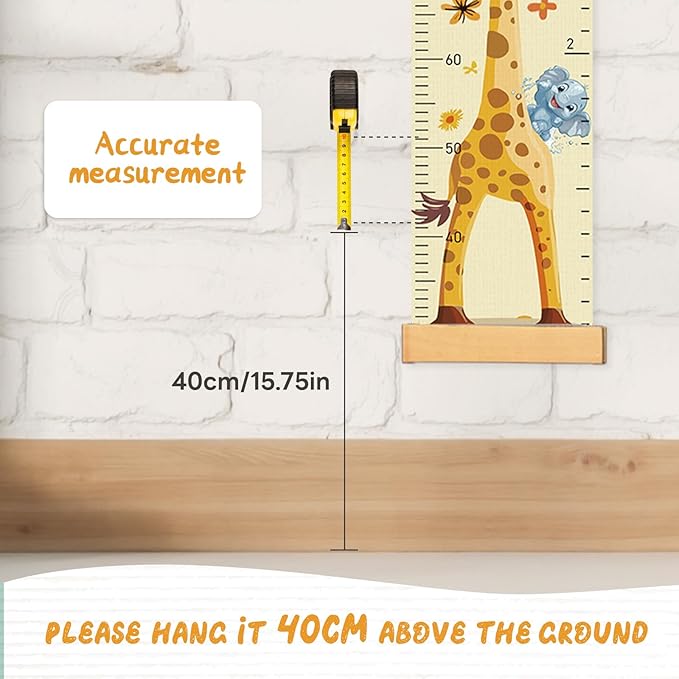 Customize Name Growth Chart Wall, Funny Giraffe Premium Canvas Removable Height Chart for Kids (Giraffes)