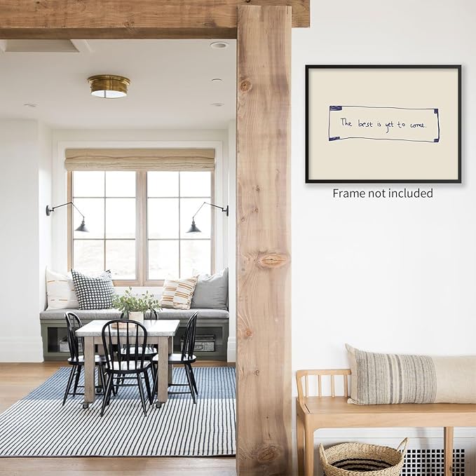 The Best Is Yet To Come Wall Art Blue and White Inspirational Affirmations Quotes Poster Funky Minimalist Horizontal Canvas Prints for Living Room Dorm Wall Decor 16x24 inch Unframed