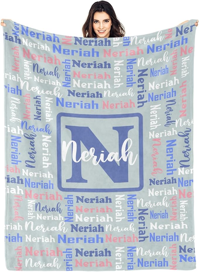 Dr.TOUGH Name Blanket Personalized Blanket for Adult Kids Flannel Customized Personalized Blankets and Throws